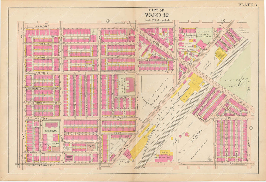 Atlas of Philadelphia, Pennsylvania 1908, 28th, 32nd, and 37th Wards: Plate 003