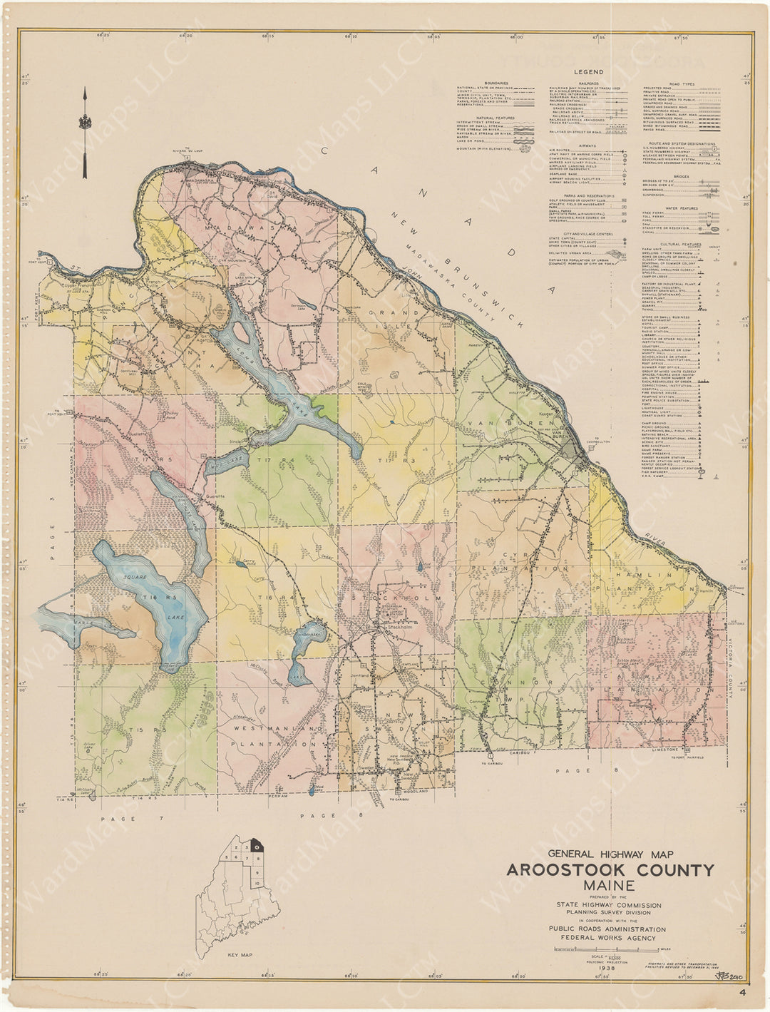 Maine Highway Atlas 1938: Aroostook County 4 of 10