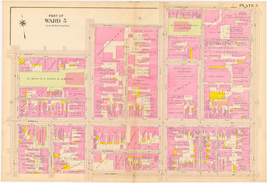 Philadelphia, Pennsylvania 1908, 5th, 7th, and 8th Wards: Plate 005