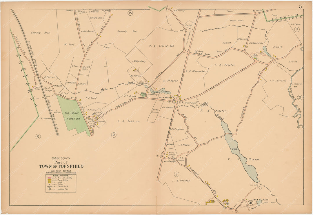 Central Essex County, Massachusetts 1910 Plate 05: Topsfield