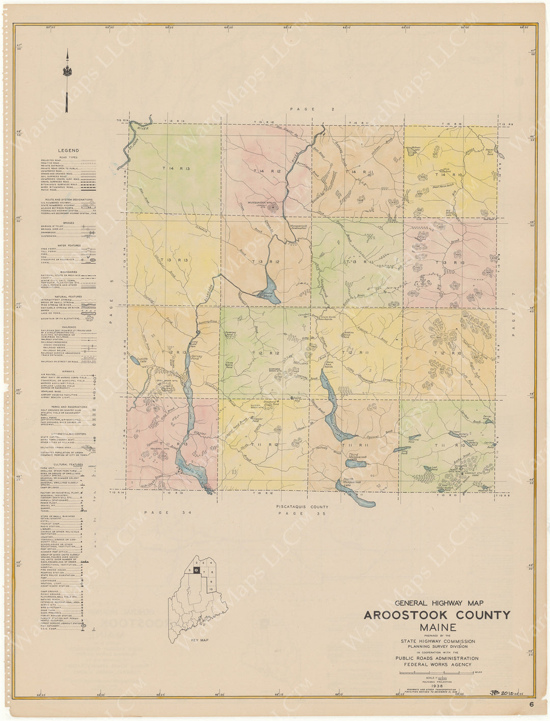 Maine Highway Atlas 1938: Aroostook County 6 of 10