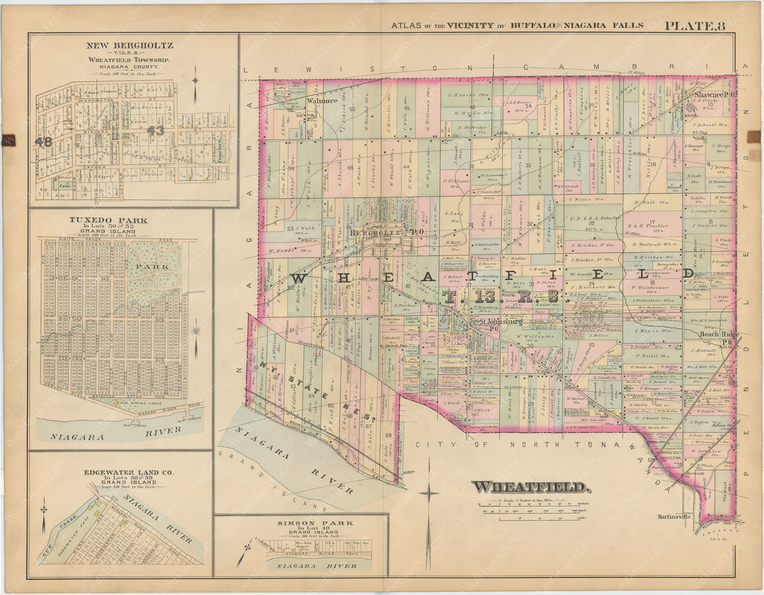 Niagara Falls, North Tonawanda, and Buffalo, New York 1893 Plate 008: Grand Island and Wheatfield