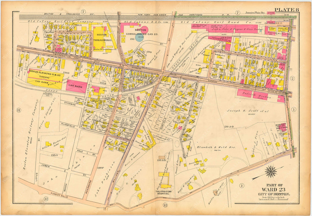 West Roxbury, Massachusetts 1914 Plate 008: Jamaica Plain