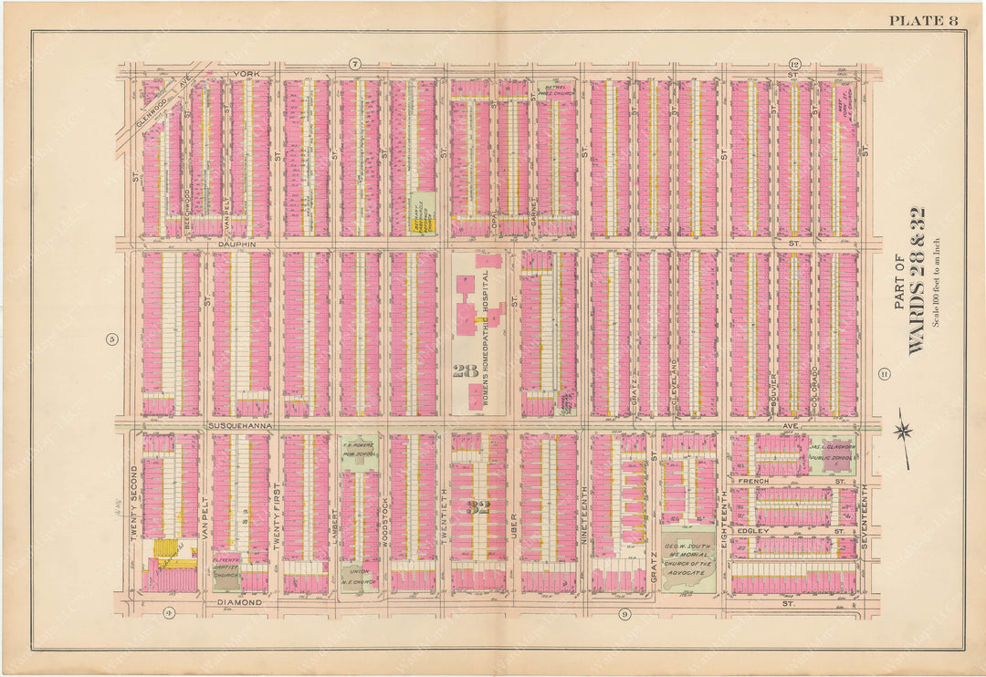 Atlas of Philadelphia, Pennsylvania 1908, 28th, 32nd, and 37th Wards: Plate 008