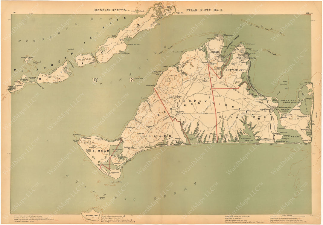 Massachusetts 1891 Plate 011: Martha's Vineyard