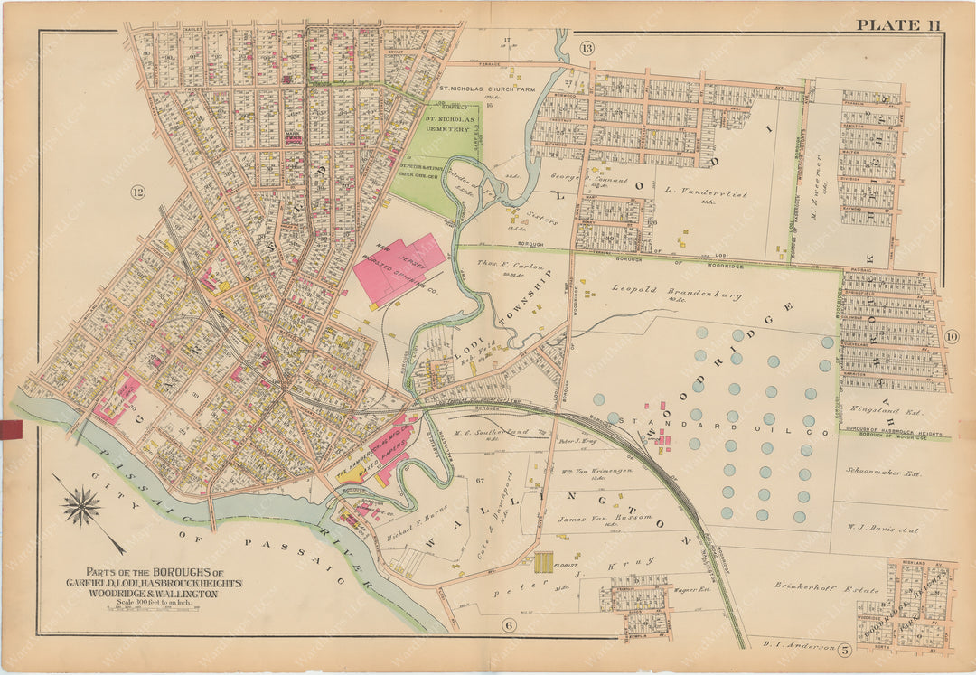 Bergen County, New Jersey, Vol. 2, 1913 Plate 011: Hasbrouck Heights, Garfield, Lodi, Wallington, and Woodridge