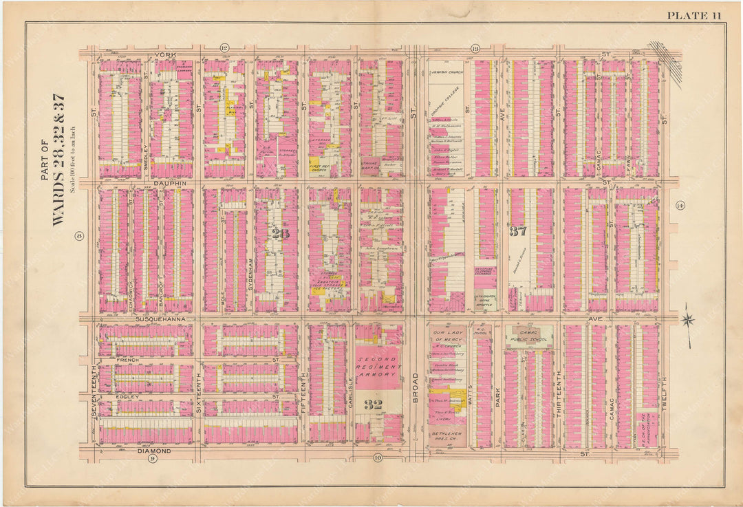 Atlas of Philadelphia, Pennsylvania 1908, 28th, 32nd, and 37th Wards: Plate 011