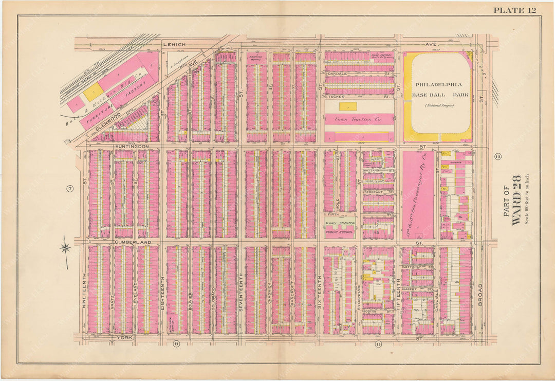 Atlas of Philadelphia, Pennsylvania 1908, 28th, 32nd, and 37th Wards: Plate 012