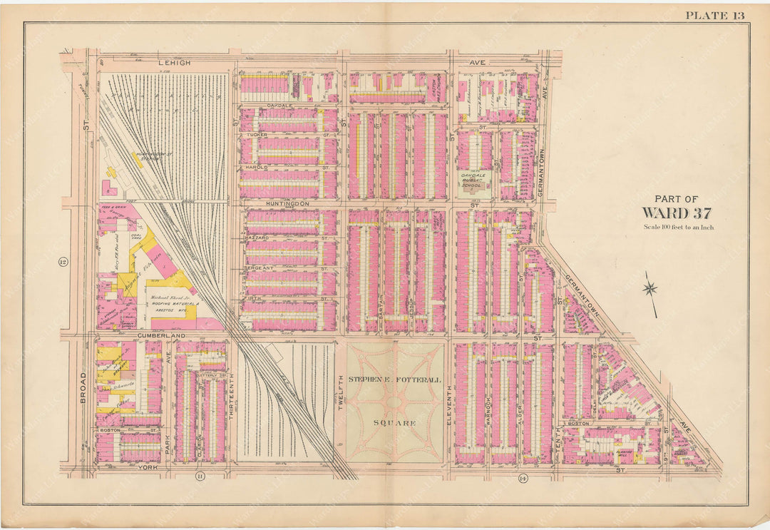 Atlas of Philadelphia, Pennsylvania 1908, 28th, 32nd, and 37th Wards: Plate 013