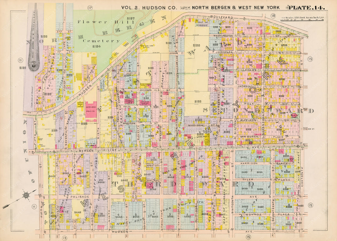 Hudson County, New Jersey 1909 Plate 014: North Bergen and West New York