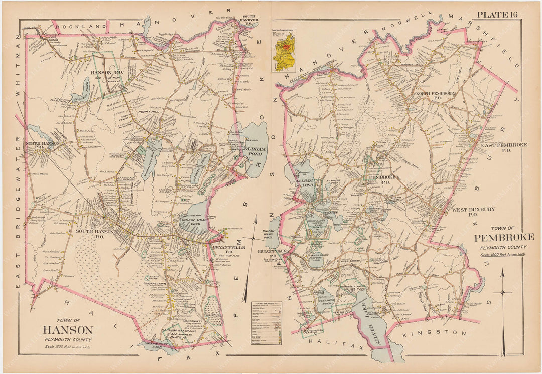 Plymouth County, Massachusetts 1903 Plate 016: Hanson and Pembroke