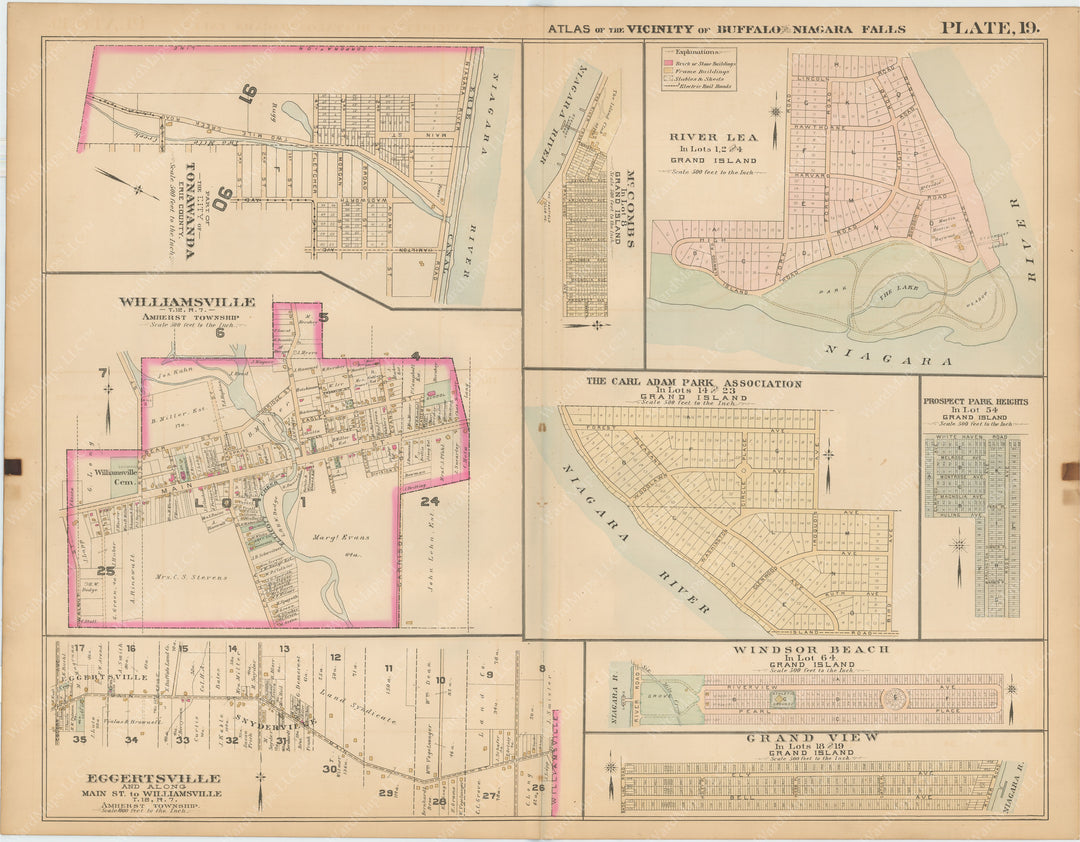 Niagara Falls, North Tonawanda, and Buffalo, New York 1893 Plate 019: Amherst, Grand Island, and Tonawanda