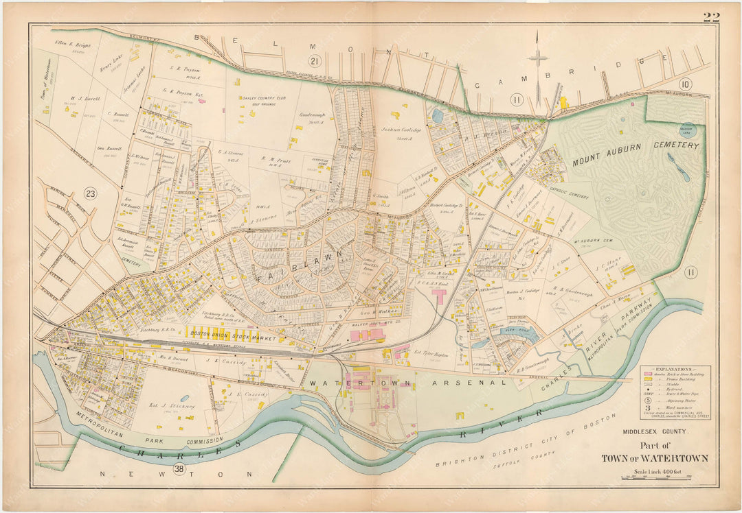 Middlesex County, Massachusetts 1900 Vol. 1: Plate 022 Watertown