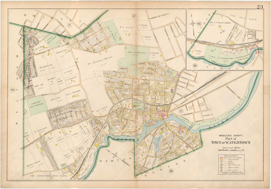 Middlesex County, Massachusetts 1900 Vol. 1: Plate 023 Watertown