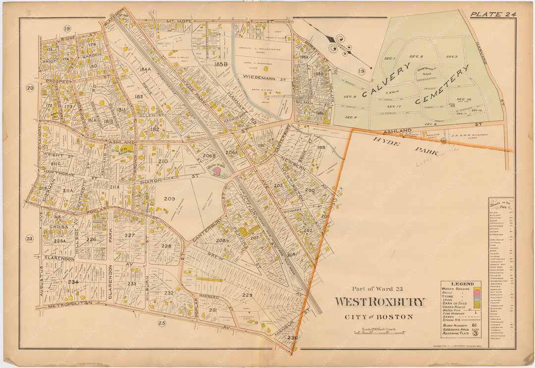 Dorchester, West Roxbury, and Brighton 1899 Plate 024: Roslindale