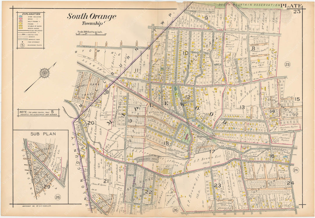The Oranges, New Jersey 1911 Plate 025: South Orange