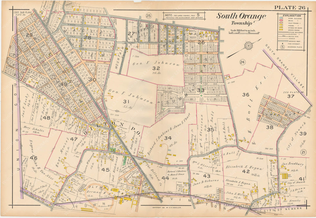 The Oranges, New Jersey 1911 Plate 026: South Orange