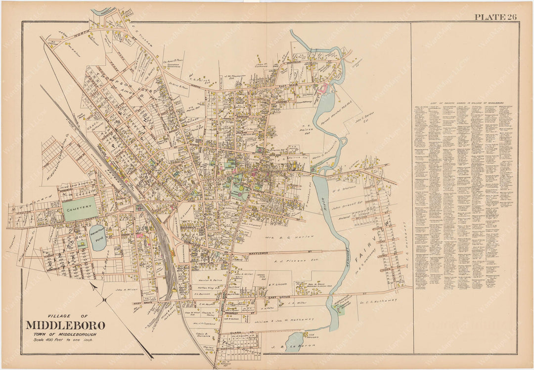 Plymouth County, Massachusetts 1903 Plate 026: Middleborough Center