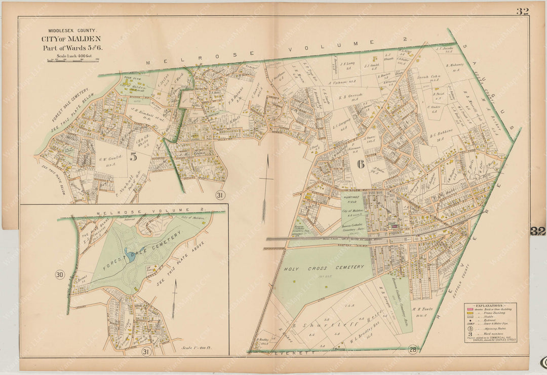 Middlesex County, Massachusetts 1900 Vol. 1: Plate 032 Malden