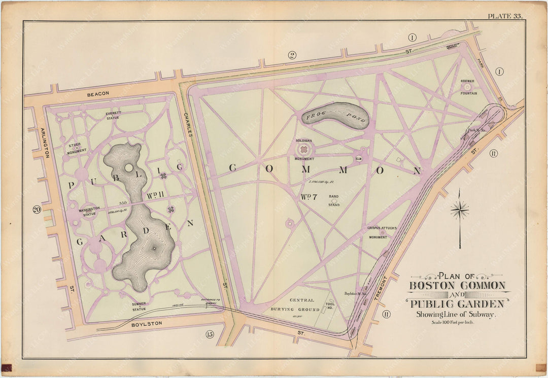 Boston, Massachusetts 1898 Plate 033: Boston Common