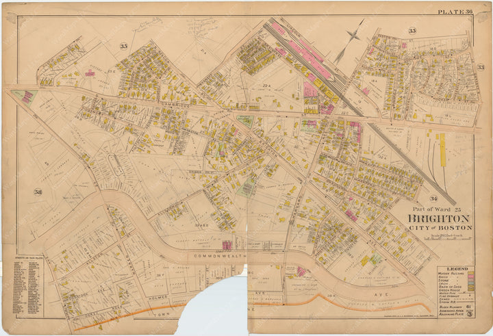 Dorchester, West Roxbury, and Brighton 1899 Plate 036: Allston and Brighton