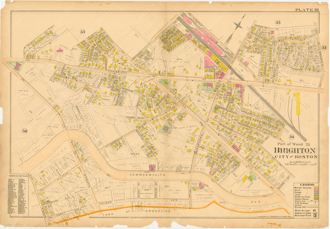 Dorchester, West Roxbury, and Brighton 1899 Plate 036: Allston and Brighton