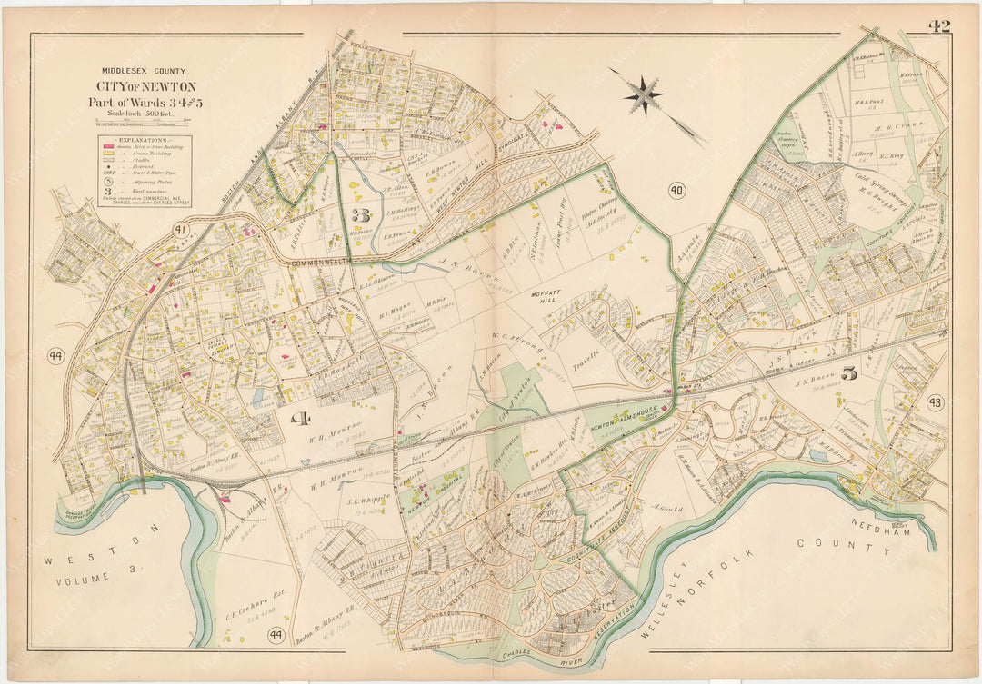 Middlesex County, Massachusetts 1900 Vol. 1: Plate 042 Newton