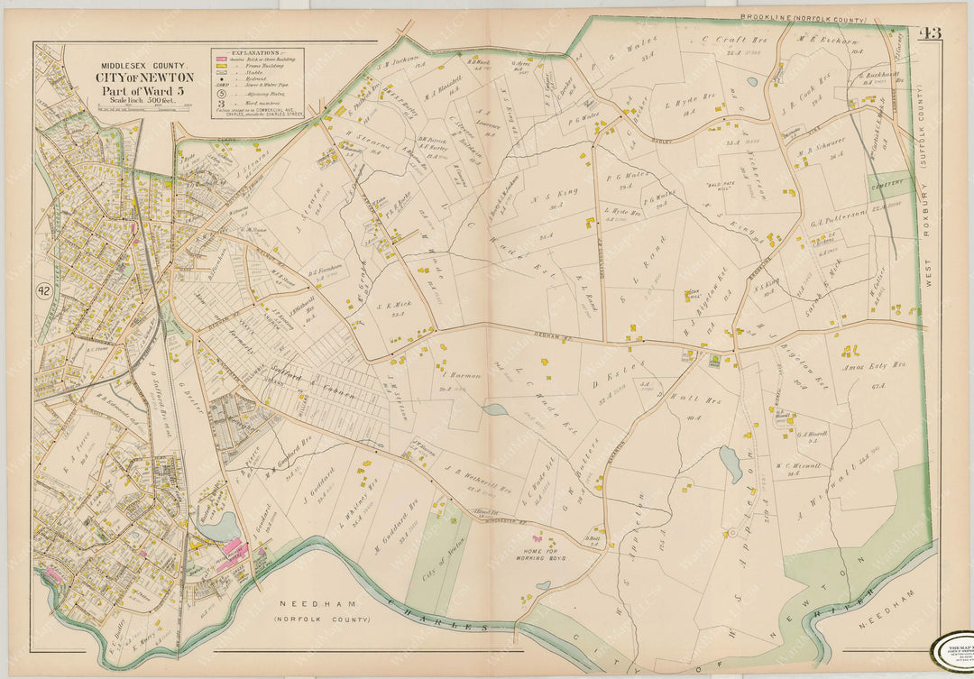 Middlesex County, Massachusetts 1900 Vol. 1: Plate 043 Newton