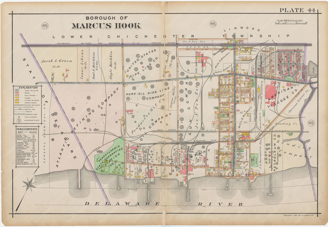 Delaware County, Pennsylvania, Vol. 2, 1913 Plate 044: Marcus Hook