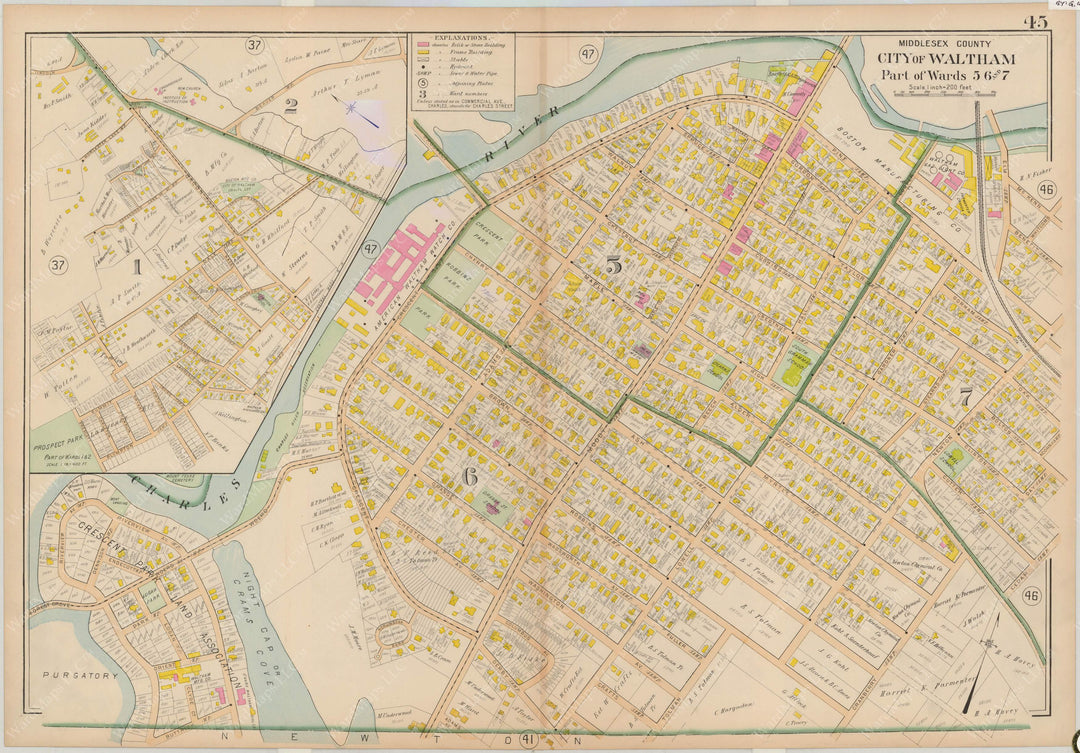 Middlesex County, Massachusetts 1900 Vol. 1: Plate 045 Waltham