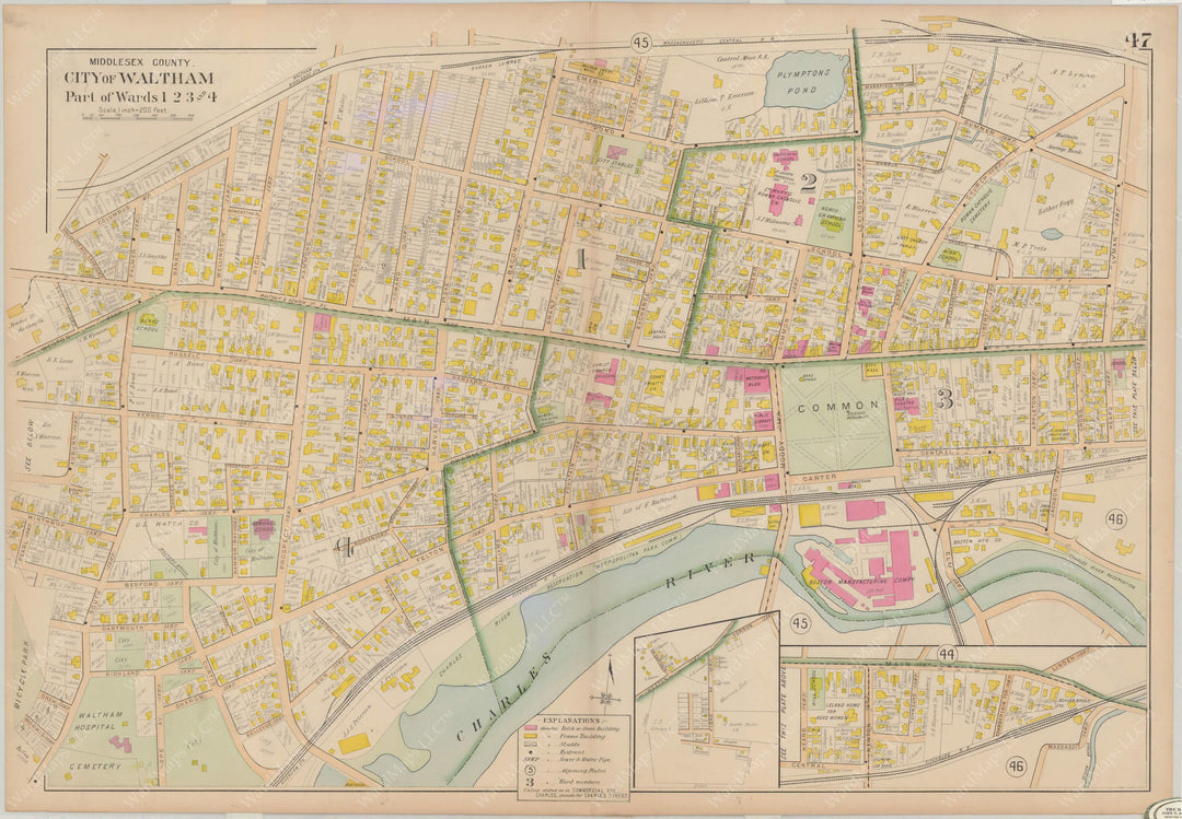 Middlesex County, Massachusetts 1900 Vol. 1: Plate 047 Waltham