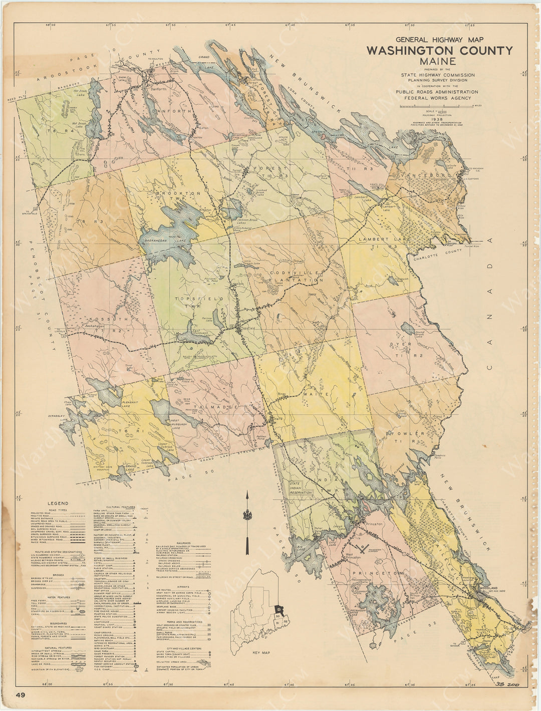 Maine Highway Atlas 1938: Washington County 1 of 4