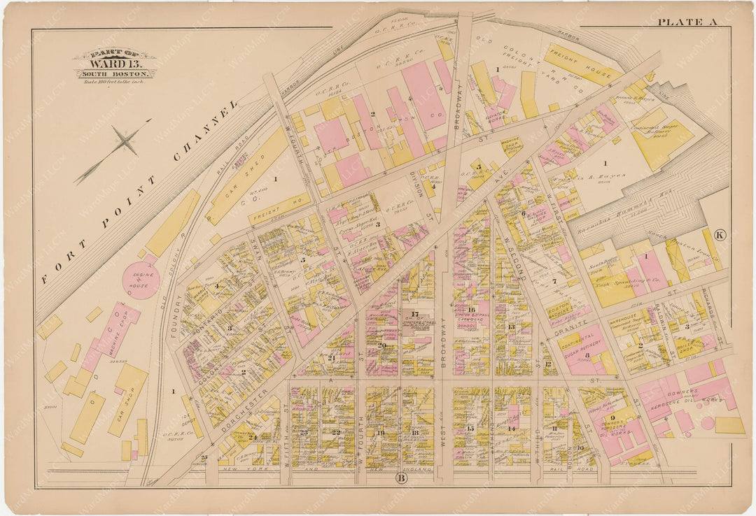 South Boston, Massachusetts 1884 Plate A