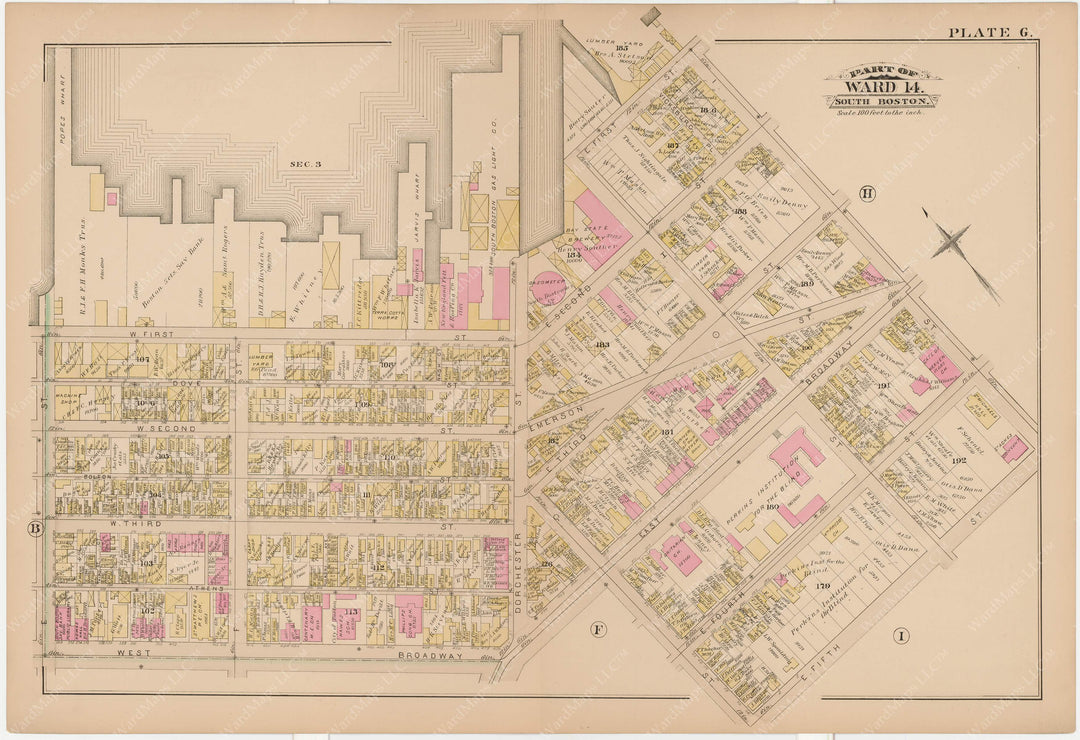 South Boston, Massachusetts 1884 Plate G