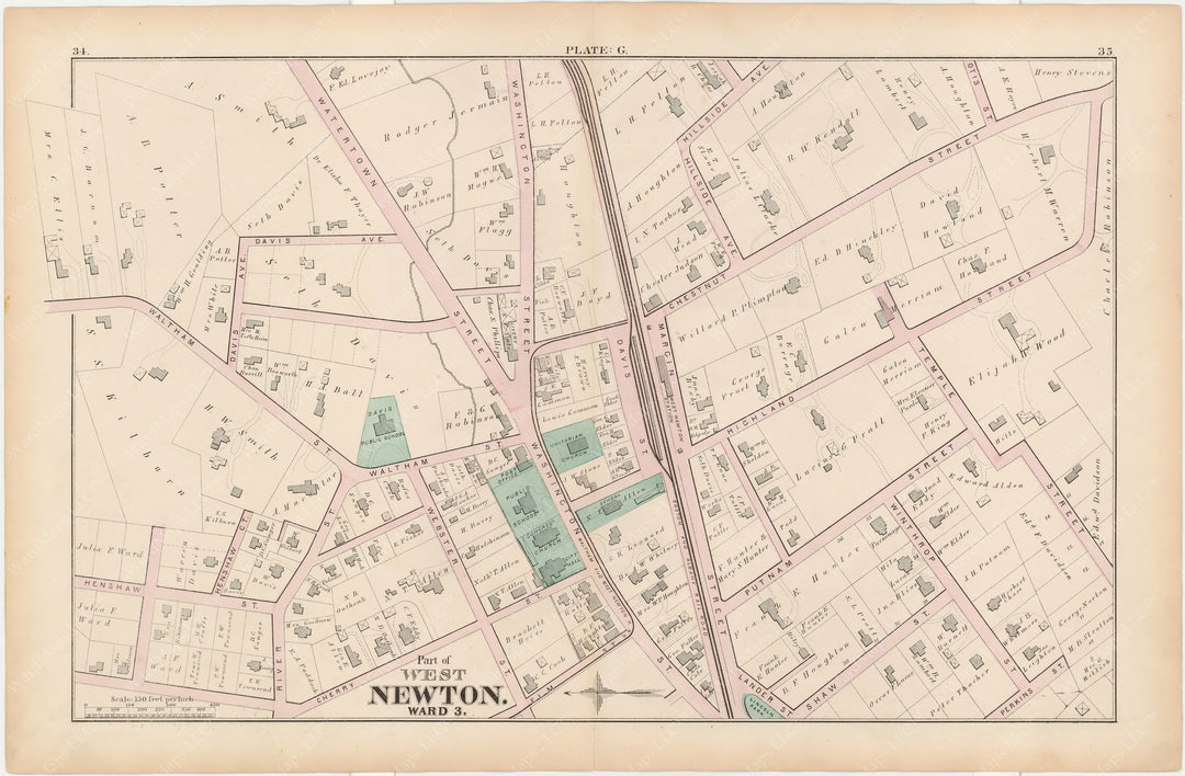 Newton,  Massachusetts 1874 Plate G