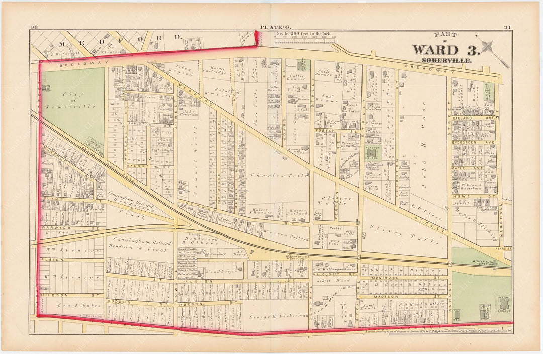 Somerville, Massachusetts 1874 Plate G