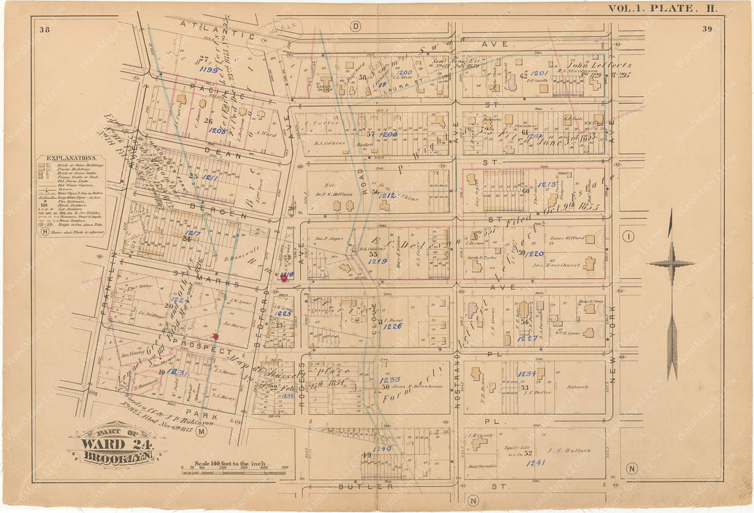 Brooklyn, New York 1880 Vol. 1: Plate H