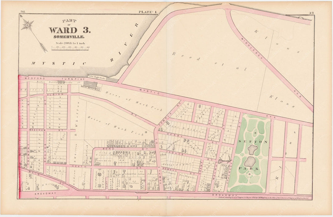 Somerville, Massachusetts 1874 Plate I