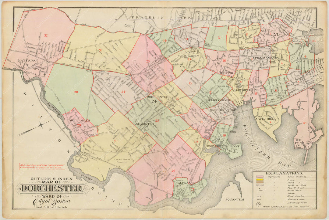 Dorchester, Massachusetts 1889 Index Map