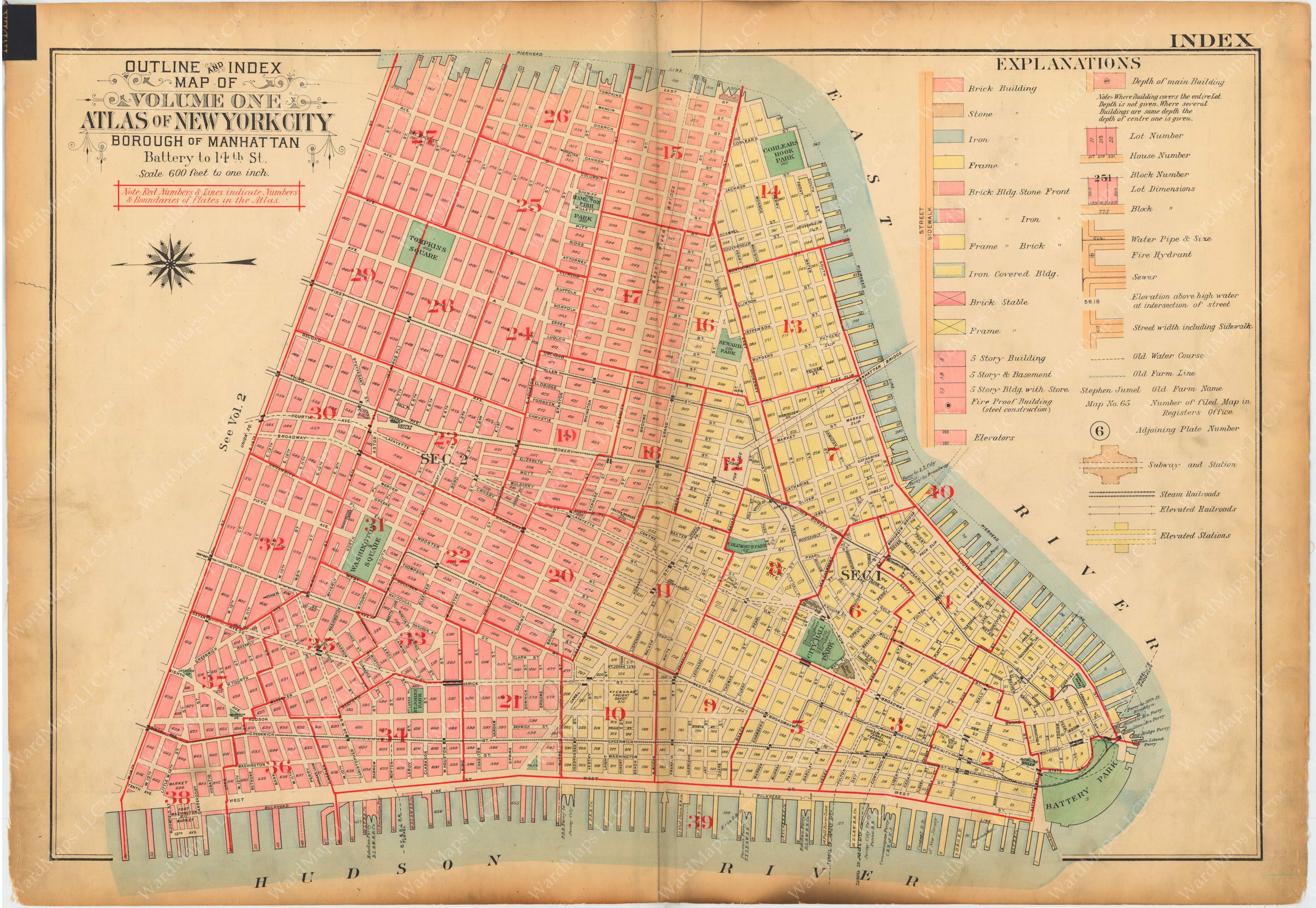 Manhattan, New York 1922 (1935) Vol. 1: Index Map – WardMaps LLC