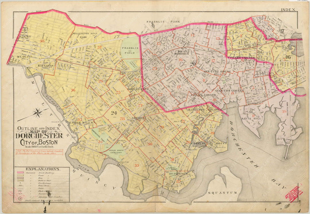 Dorchester, Massachusetts 1898 Index Map