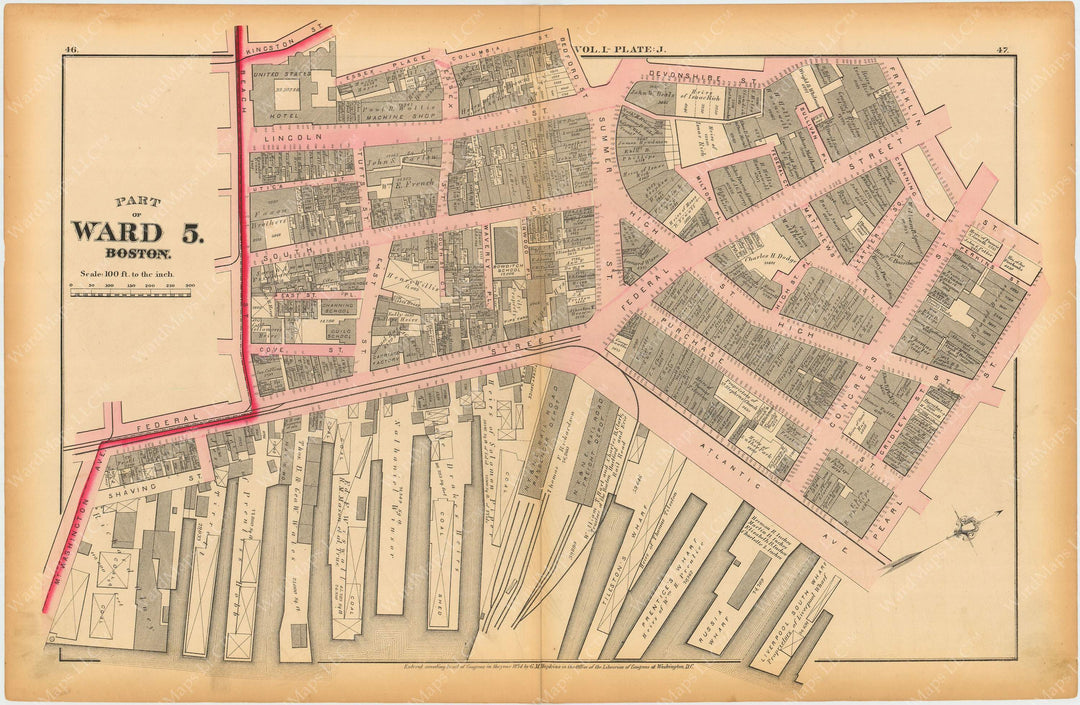 Boston, Massachusetts 1874 Plate J