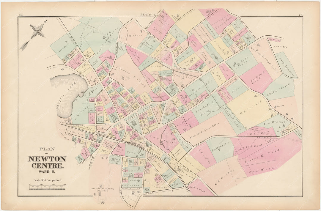 Newton,  Massachusetts 1874 Plate J