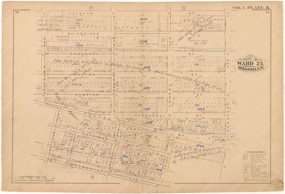 Brooklyn, New York 1880 Vol. 1: Plate K