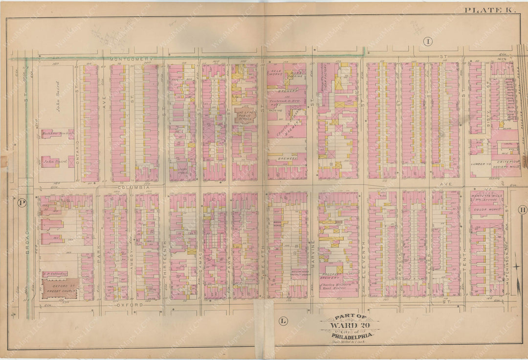 Philadelphia, Pennsylvania 1886 Plate K