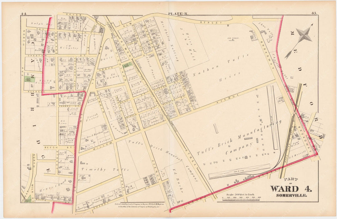 Somerville, Massachusetts 1874 Plate K