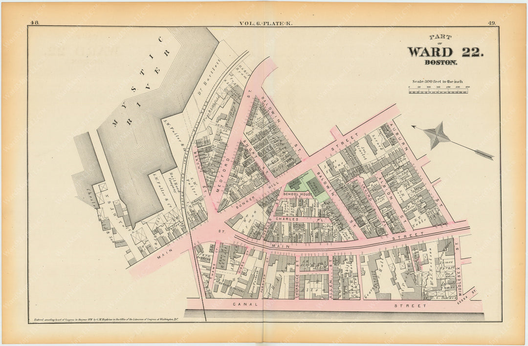 Charlestown, Massachusetts 1875 Plate K