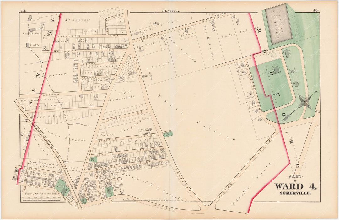 Somerville, Massachusetts 1874 Plate L