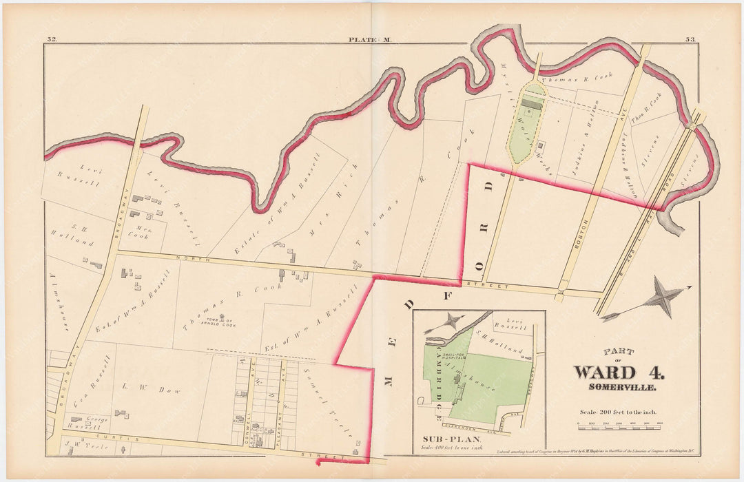 Somerville, Massachusetts 1874 Plate M