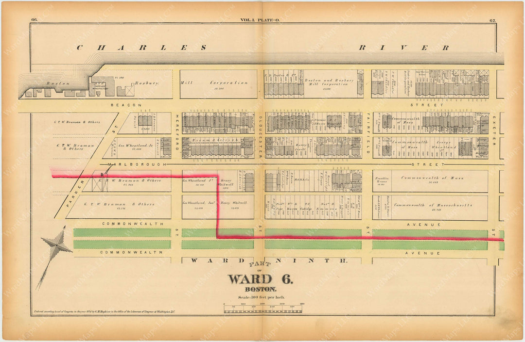 Boston, Massachusetts 1874 Plate O